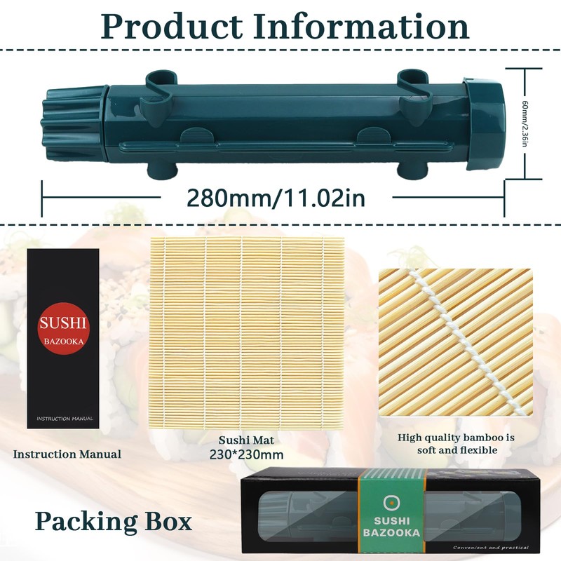 CHRI Sushi Maker Bazooka, Sushi Set to Make Yourself, Sushi