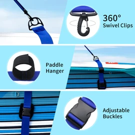 KOETSU Adjustable SUP Carry Straps - Padded Kayak & Paddle Board Shoulder Strap with Hook, Heavy Duty Wide Straps for Surfboard/Kayak/SUP(Blue