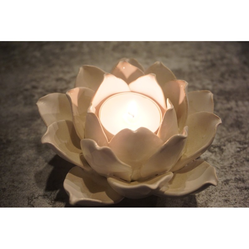Ceramic Lotus Petals Style Flower Candle Holder Tea Lights Holder