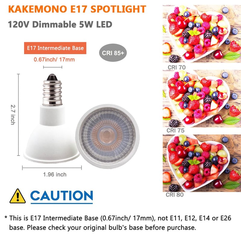 KAKEMONO E17 LED Spotlight Bulb Dimmable 40W Halogen Replacement E17