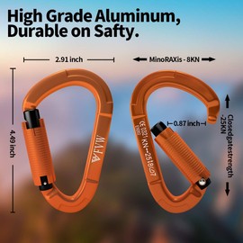 FVW 3 Pieces Heavy Duty Climbing Carabiners, 25KN UIAA Certified Auto Locking...