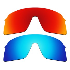 Alphax 2 Pieces Lens Replacement for Oakley Sutro Lite OO9463 Sport Sunglass Fire Red & Ice Blue Polarized Lenses