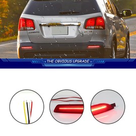 TurningMax For 2011 2012 2013 Kia Sorento Reflector Rear Bumper Tail Light Brake lights Red Lens 3 in 1 LED