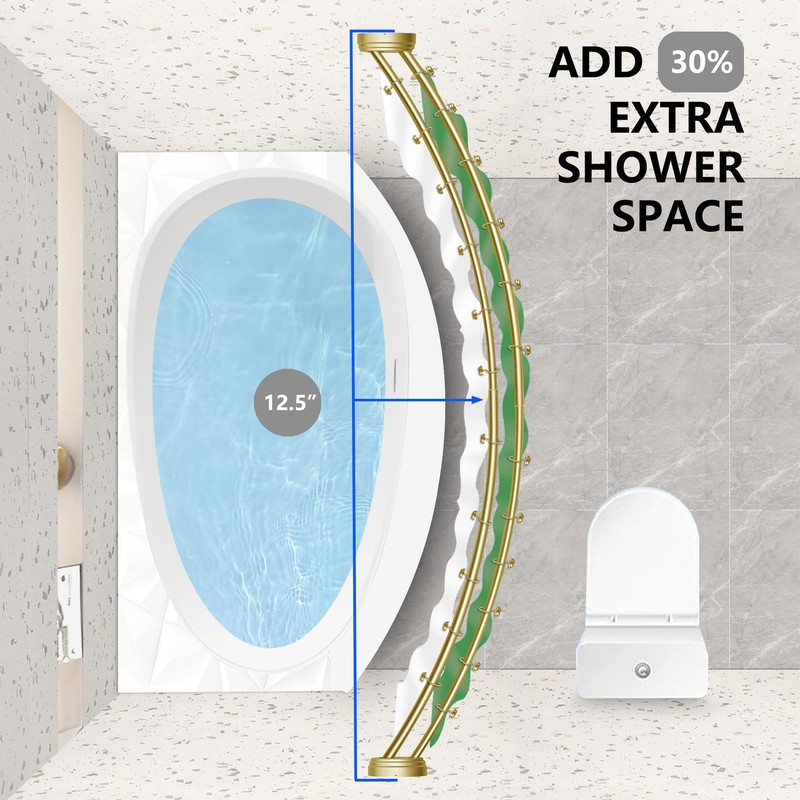 Utopia Alley Rustproof Wall Mounted Aluminum Double Curved Shower Curtain