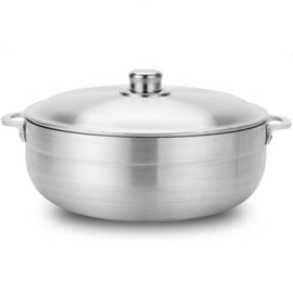 Alpine Cuisine 11-Quart Gourmet Aluminum Caldero Stock Pot, Cooking Dutch Oven Performance for Even Heat Distribution, Perfect for Serving Large & Small Groups, Riveted Handles