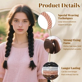 CLINTT 8 Pcs Elastic Hair Ties for Women & Girls, Cotton - Woven, Suitable for Curly or Thick Hair, Neutral Colors