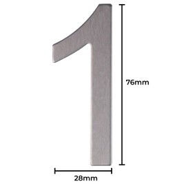 Stainless Steel House Number - Design Door Number - Height 76 mm - Sticker (1)