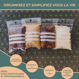 Plastic Bags Lockable 3 White Stripes – Zip Bag – Various Sizes Available – 100 to 1000 Pieces – Zip Bag – 4 x 6 cm 500 Pieces – Packy