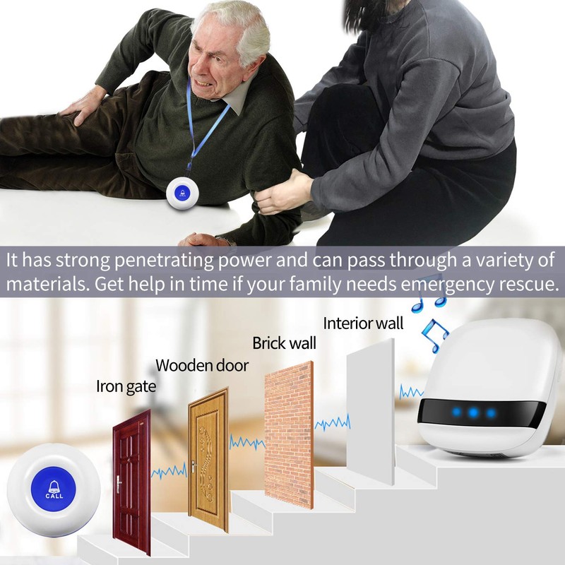 LIOTOIN Wireless Caregiver Pager Elderly Alarm Call Button Personal Alarm