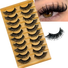 Cat Eye Lashes Fox False Eyelashes 10 Pairs EyeLlashes, Cosplay Lashes, Natural Appearance 16MM 5D Lashes, Daily False Eyelashes, Manga Eye Lashes, Suitable for Daily Life,Party，Comic Exhibition