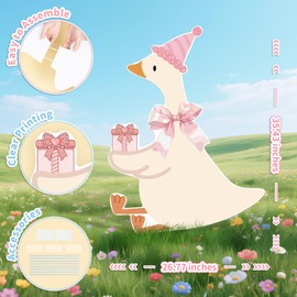 BruinBang Silly Goose Party Decorations, Large 2.9x2.2 ft Goose Cardboard Cutout, Farm Animal Life-Size Stand up Backdrop for Birthday Party Baby Shower Photos Prop Decoration (Pink)