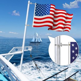 2-piece flagpole ring, stainless steel adjustable flagpole ring clamp anti winding flagpole installation ring, suitable for yachts, vehicles, gardens, flag mounting rings diameter of 0.9-1.8inch