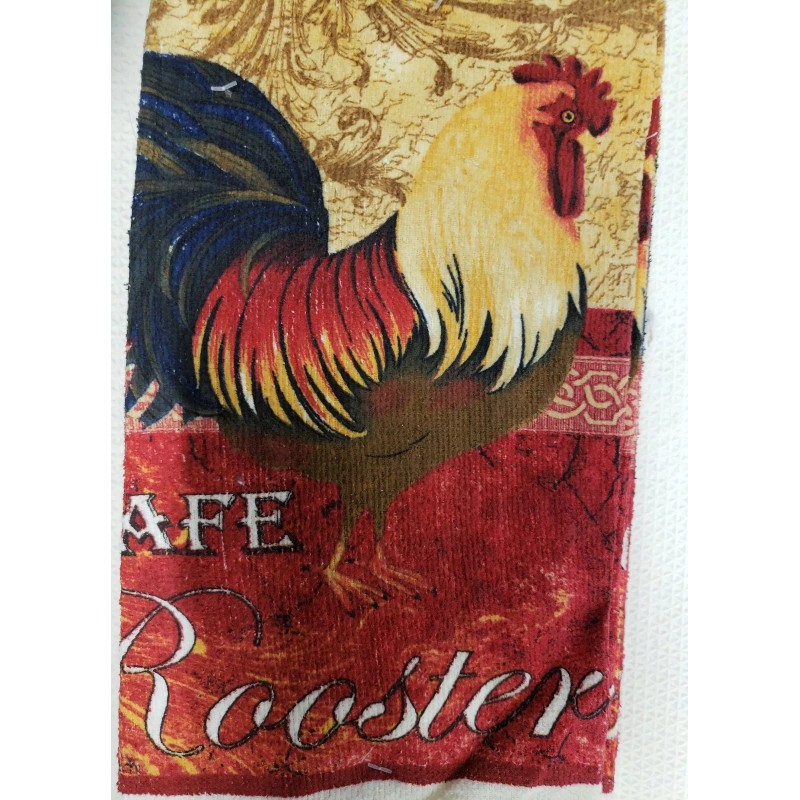 3 pc KITCHEN COTTON PRINTED VELOUR TOWELS SET, RED CAFE