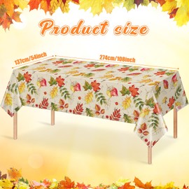 3 Pack Fall Tablecloth for Rectangle Tables, Disposable Fall Maple Leaves Thanksgiving Table Cloth, Plastic Fall Farmhouse Table Decor for Autumn Thanksgiving Harvest Party Decorations, 54x108 Inch