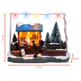 Spetebo LED Christmas Scene Sales Stand with Santa Claus – 19 x 14 cm – Decorative Winter City Sales Stall Colourful Illuminated – Christmas Village Scene Table Decoration Christmas Decoration