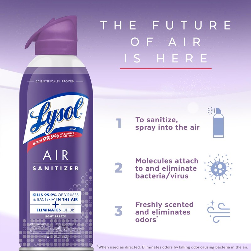 LYSOL Air Sanitizer Spray, For Air Sanitization and Odor Elimination,