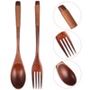 OUNONA Cutlery Set, Spoon, Fork with Spoon, Wooden Fork, Multi-functional,