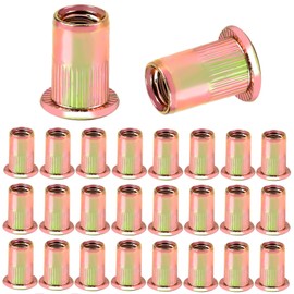 120pcs Rivet Nuts M6 Metric Rivet Nuts Assortment Flat Head Thread Inserts Nuts for Automotive Furniture Decoration Electrical and Industrial Products