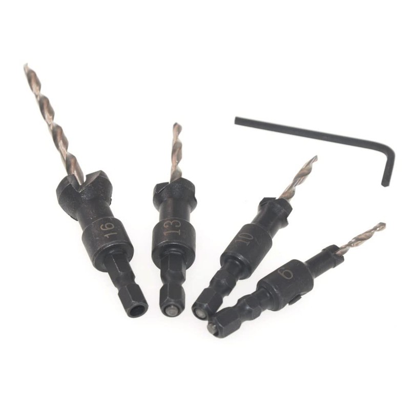 CENPEK 5Pcs Woodworking Countersink Drill Bit Set Hole Cutter Chamfering