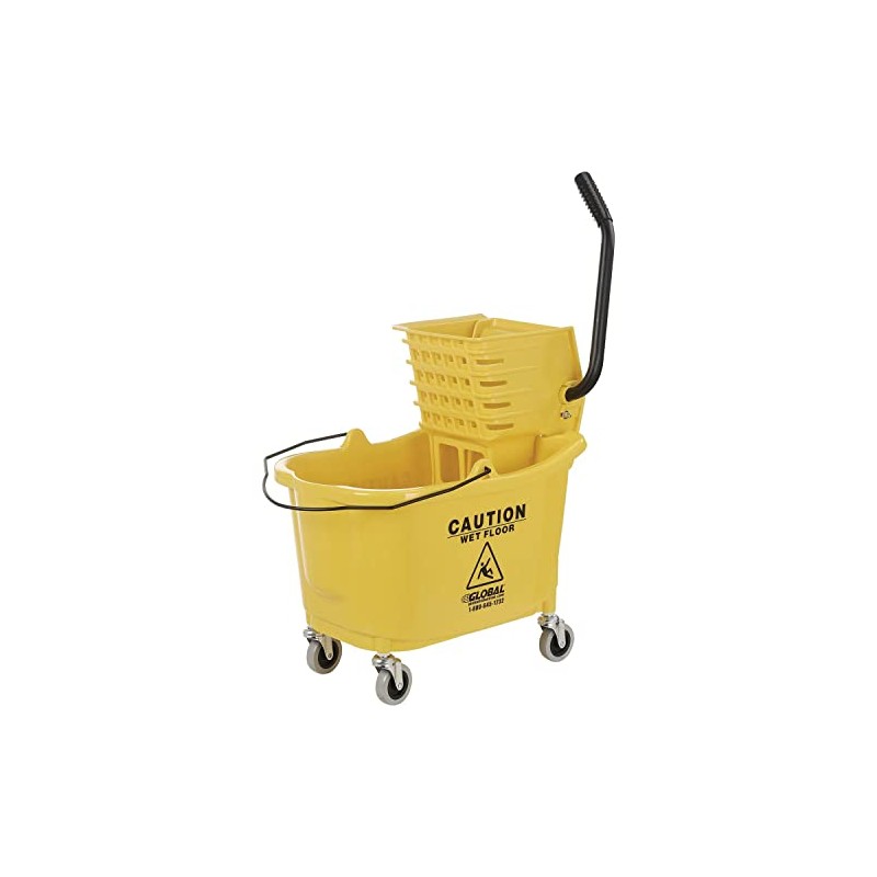 Global Industrial Mop Bucket and Wringer Combo, Yellow, Side Press