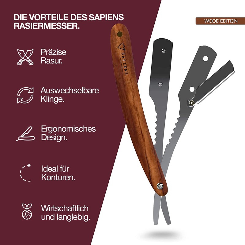 Sapiens Barbershop Men's Razor - Beard Razor + 20 Derby