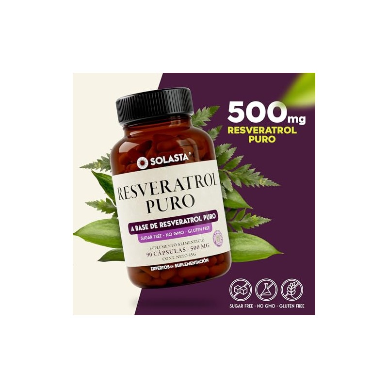 RESVERATROL | Solasta | Cápsulas de 500mg de Fácil Absorción