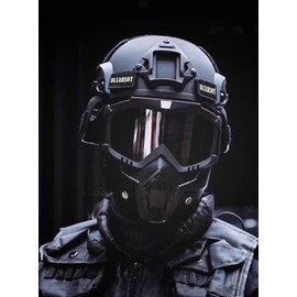 Tactical Airsoft Helmet and Mask,Detachable Full Face Mask Goggles with NVG Mount and Side Rail,Military Tactical Airsoft Gear