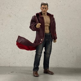 FIGLot PB-LTC-RED2: 1/12 Red Faux Leather Wired Trench Coat for 6" Medium & slim body