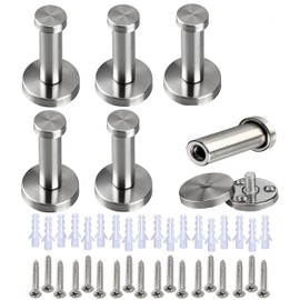 akindou Stainless Steel Wall Hooks, Set of 6, 3-Point Screws and Anchors for Secure Concrete Walls (Total Length: 2.8 inches (70 mm)