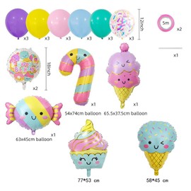 U-Vathing 25PCS Ice Cream Balloons Set, Popsicle Candy Ice Cream Foil Mylar Balloons Sequins Confetti Ballon Decor for Kids Summer Ice Cream Theme Hawaii Party Birthday Baby Shower Party Supplies