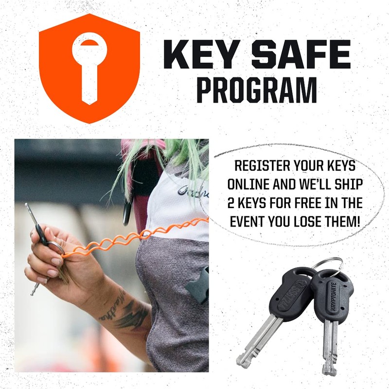 Kryptonite Kryptolok Standard Bike U-Lock with Cable, Heavy Duty Anti-Theft