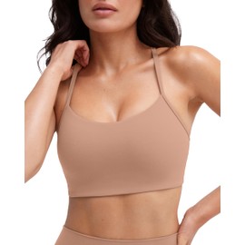 PAVOI ACTIVE Yoga Racerback Bras for Women - Buttery Soft Low Support Scoop Neck Y-Back Thin Strap Sports Bra - FlexFlow - Sienna, Small, D-DD Cups