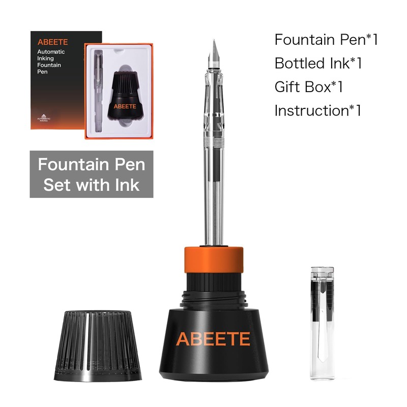 ABEETE Self-Inking Fountain Pen Set, Auto Ink Refill No Cartridges