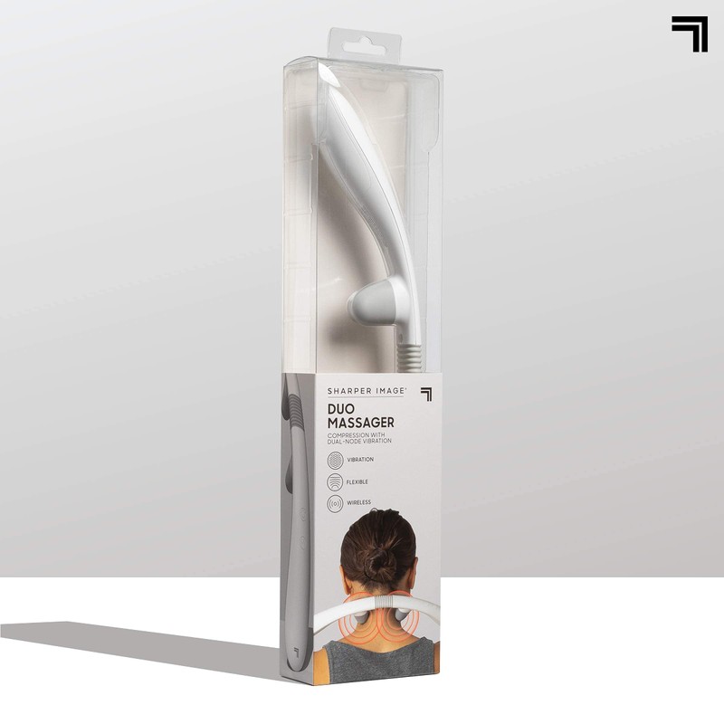 Sharper Image Dual-Node Vibrating Compression Massager, Soothe Sore Neck and