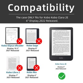 Case for 6” Kobo Clara 2E Only - Ultra Slim PU Leather Smart Cover with Auto Sleep and Wake, Premium Protective Case with Hand Strap for Kobo Clara 2E (Light Blue)