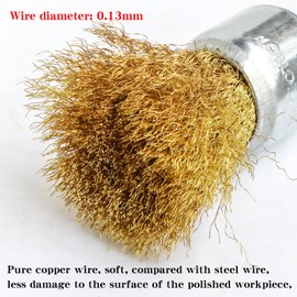 Hiqalty 6PCS Brass Wire Wheel Brush Kit for Drill,Crimped Cup Brush with 1/4-Inch Shank,0.13mm True Brass Wire