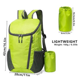 Yoolly Lightweight Foldable Backpack, Small Hiking Rucksack, Waterproof Packable Backpack for Men Women Kids, Durable Rucksack for Outdoor Sport Travelling Hiking Camping Biking Walking (Green)