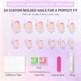 SXVME Uñas postizas ovaladas cortas con punta francesa roja brillante para mujer, uñas postizas de ojo de gato color nude natural, redondas y cortas -