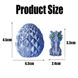 4PCS 3D Printed Dragon in Egg, 3D Printed Animals, 4 Mini Dragon and Egg Sets, Silver Light Blue Blue-Purple Gradient Green, 3D Printed Fidget Toy Surprise Executive Home Office Decor, Birthday Gifts