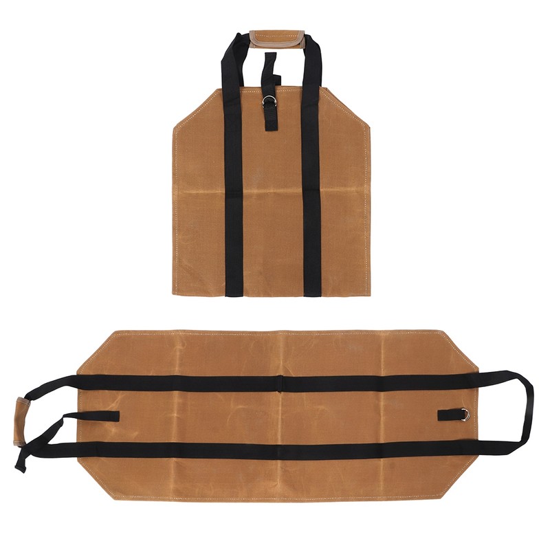 Waxed Canvas Waterproof Large Portable Firewood Holder Bag Log Carrier