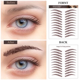 10 Sheets 110 Pairs 4D Hair-Like Waterproof Eyebrow Tattoos, Brown Tattoo Eyebrows Sticker Pairs, Temporary Brow Tattoos Grooming Shaping Stickers in Arch Style for Women Brown06