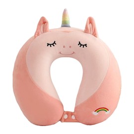 EXQULEG PP Cotton Cartoon U-Shaped Travel Pillow Neck Pillow Travel Pillow Children Travel Pillow Ideal for Travel Office and Home (Unicorn)