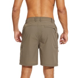 NATUVENIX Hiking Shorts Men, Quick-Dry Fishing Shorts for Men Lightweight Stretch Work Shorts Causal Travel Dark Khaki