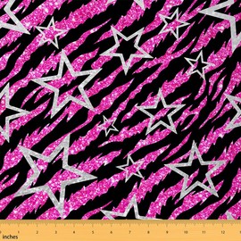 Feelyou Star Print Waterproof Outdoor Fabric Boys Girls 1 Yard Shot Bit Fabric by The Yard Kids Ultra Soft Pink and Black Upholstery Fabric for Chairs Fashion Reupholstery Fabric Decor Room Decor