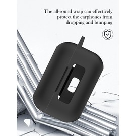 Case for TOZO NC9 Hybrid Active Noise Cancelling Wireless Earbuds,Soft Protective,BOVUGAC Silicone Case Cover with Keychain & Cleaning Kit & Lanyard-Black