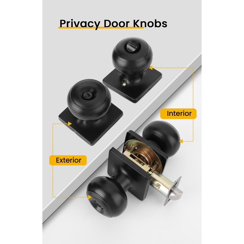 goldenwarm Black Door Knobs Interior, Classic Matte Black Interior Door