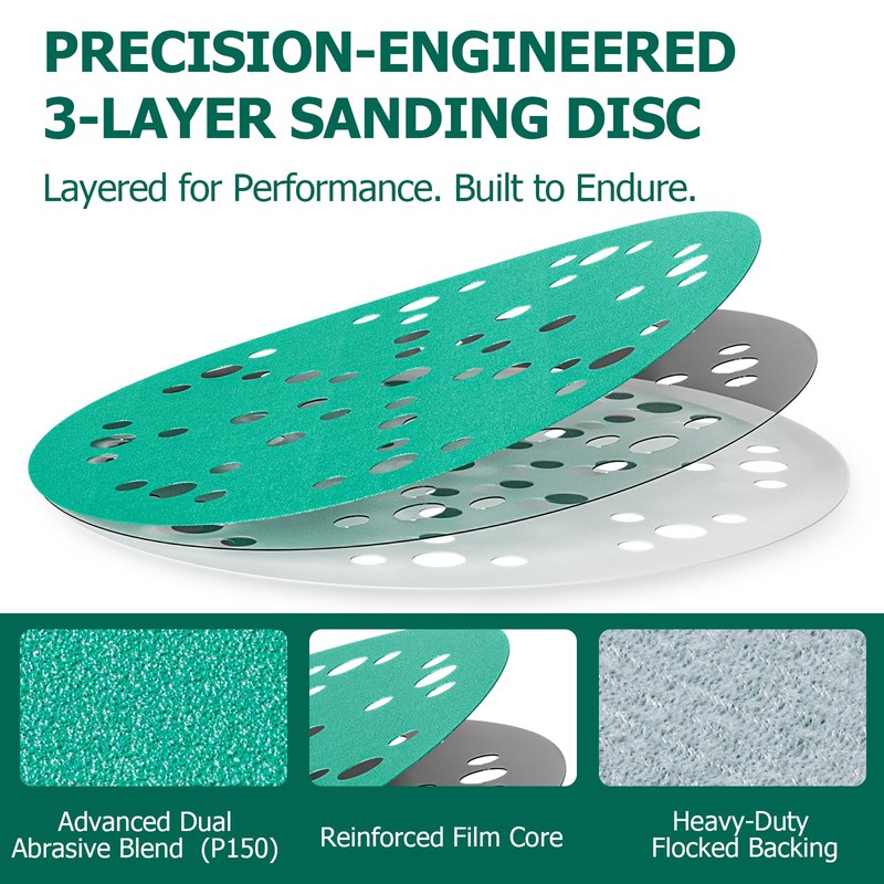 6-Inch Abrasive Sanding Discs 50 Pack 40 Grit Sandpaper, 49-Hole