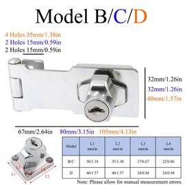 F Reel Lock with Rotary Knob, Heavy Duty Shed Lock, Door Latch, Deadbolt Lock, Small Reel with Padlock Key for Cabinets and Drawers