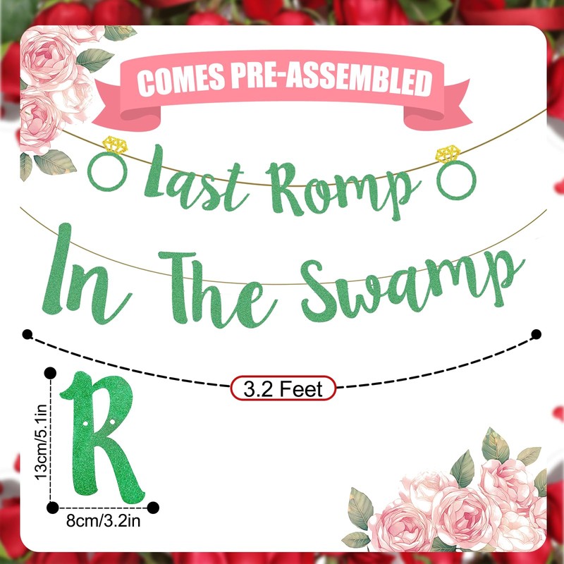 Pre-Strung Last Romp in The Swamp Banner, Glitter Green Bachelorette