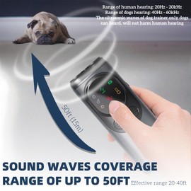 ZenQeek Ultrasonic Dog Bark Deterrent, Rechargeable Strong Bark Deterrent Device with 3 Emitters, Bark Button for Dog Use Up to 50ft Long Range | Safe for Dogs